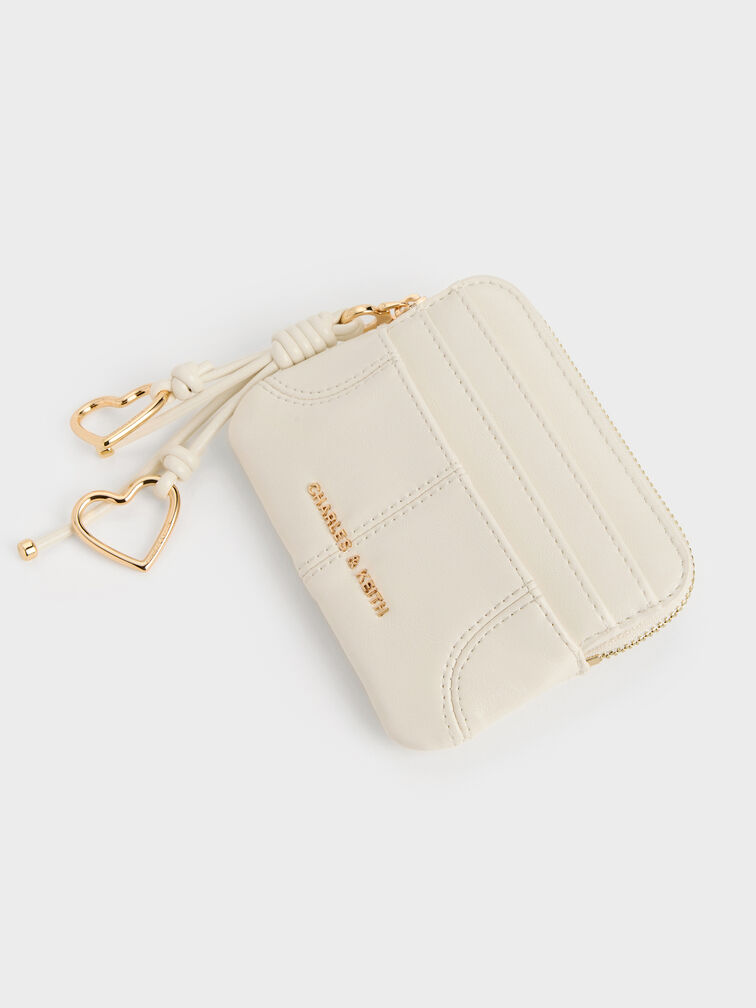 Ciara Top-Zip Card Holder, Cream, hi-res