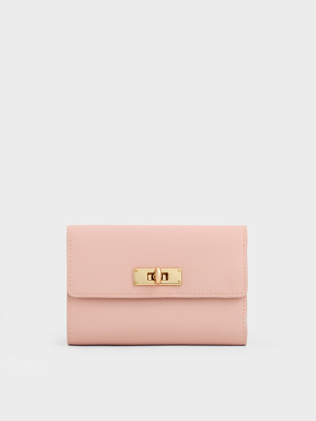 Tricha Turn-Lock Wallet, Pink, hi-res