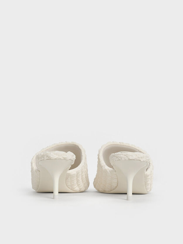 Loren Textured Kitten-Heel Mules, Chalk, hi-res
