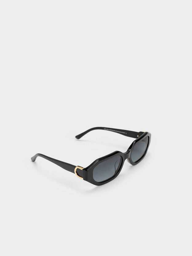 Gabine Oval Sunglasses, Black, hi-res