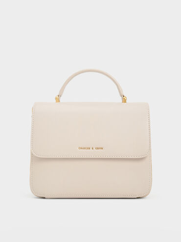 Octavia Front Flap Top Handle Bag, Ivory, hi-res
