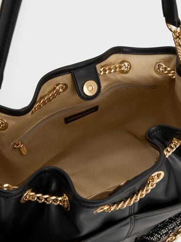 Addison Knotted-Rope Tote Bag, Black, hi-res