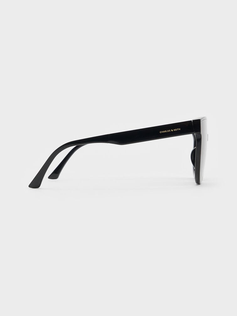 Brea Foldable Aviator Sunglasses, Black, hi-res