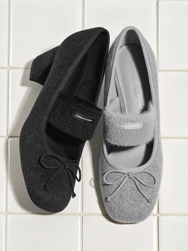 Winona Felt Mary Jane Pumps, Light Grey, hi-res