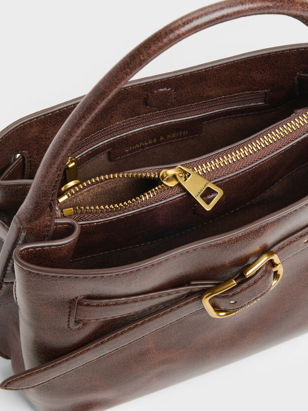 Victoria Belted Top Handle Bag, Distressed Coffee, hi-res