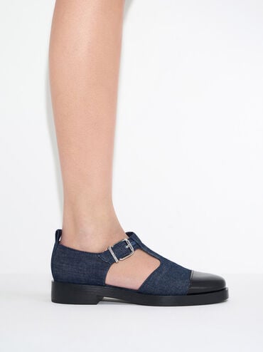 Charly T-Bar Buckled Sandals, Dark Blue, hi-res