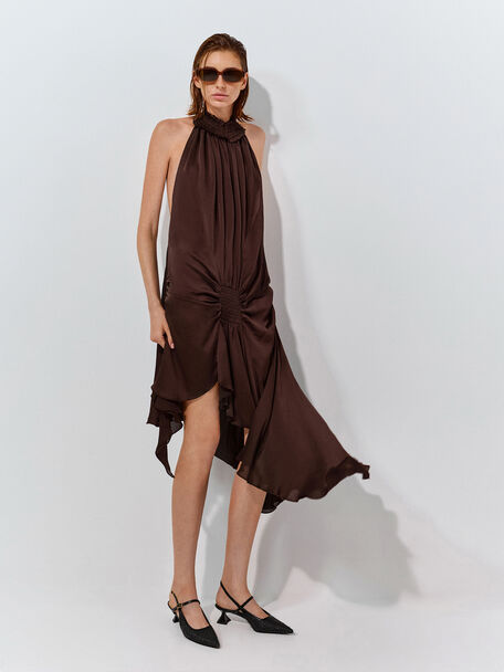 Raffia Sculptural-Heel Slingback Pumps, Black Textured, hi-res