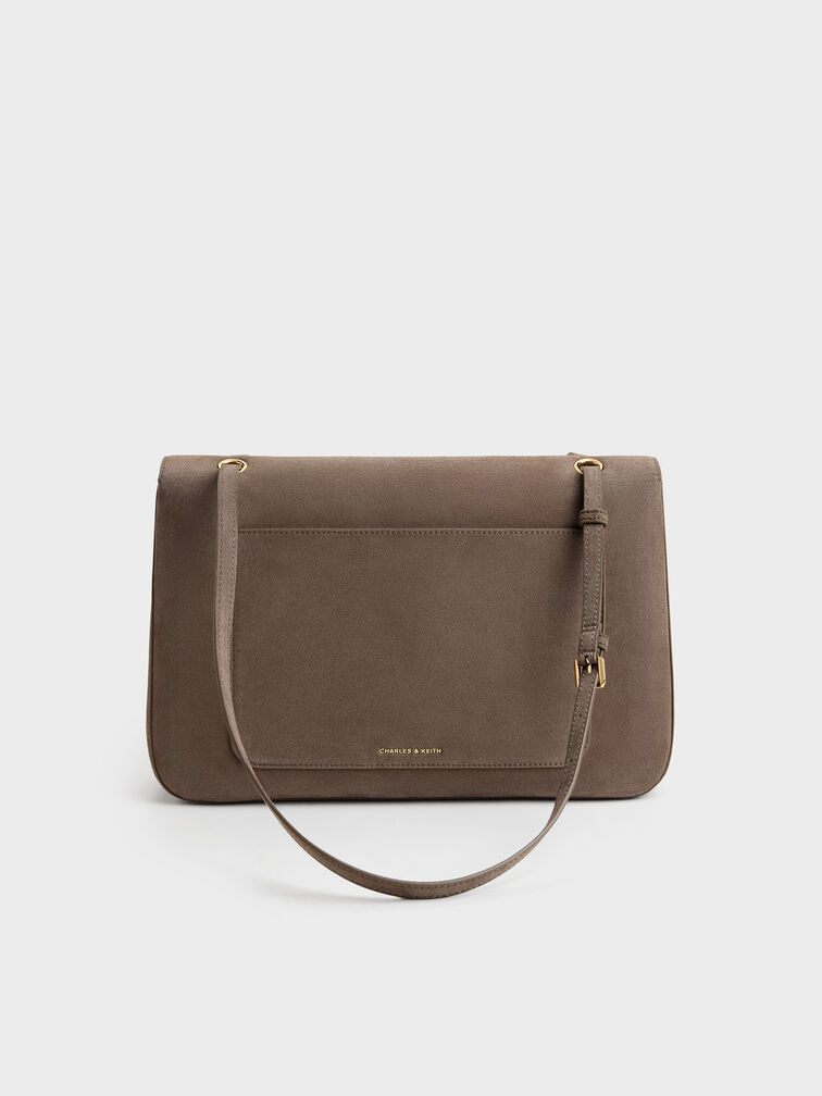 Connie Quilted Shoulder Bag, Stone Grey, hi-res