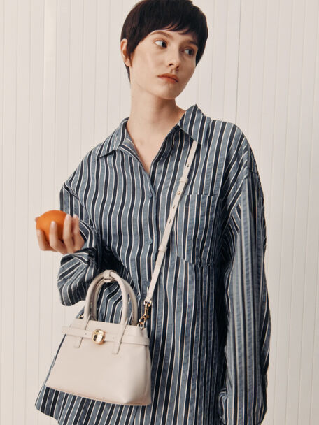 Mini Behn Belted Tote Bag, Shell Grey, hi-res