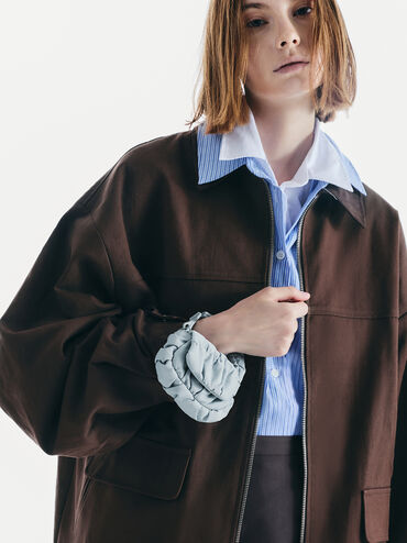 Klio Nylon Ruched Micro Bag Charm, Sea Salt Blue, hi-res