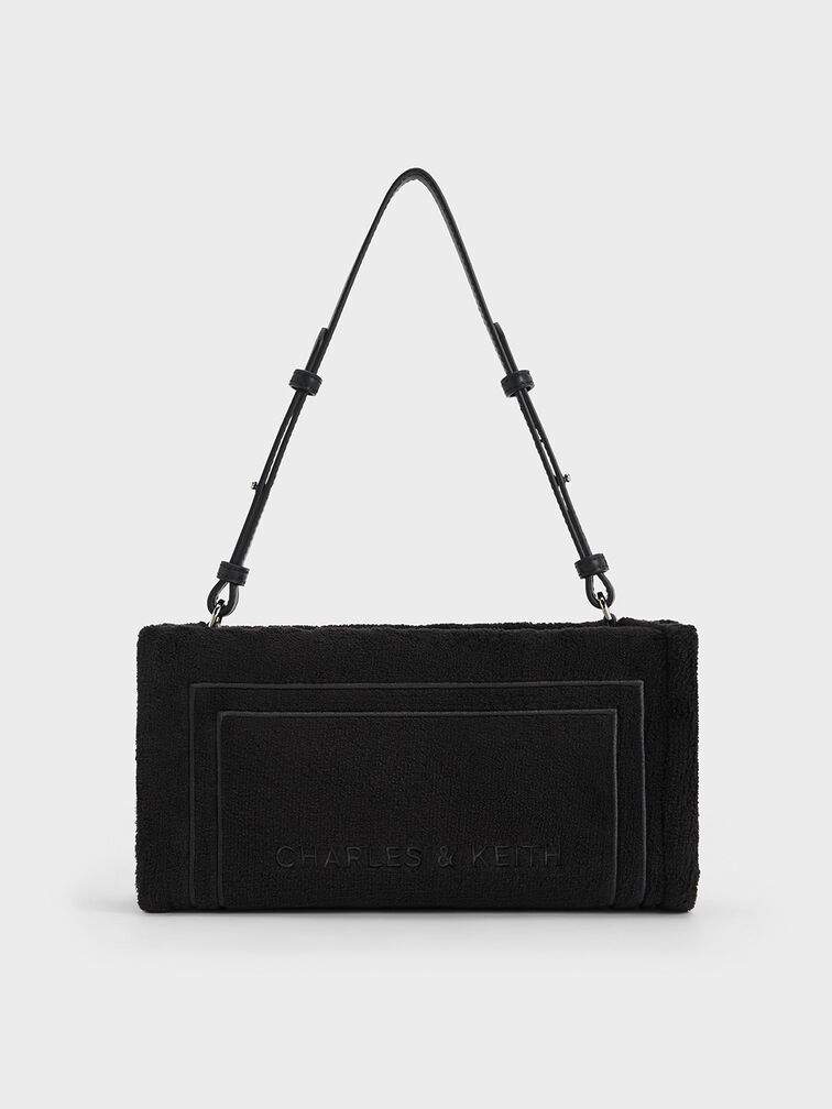 Loey Textured Shoulder Bag, Black, hi-res
