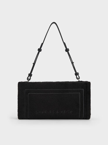 Loey Textured Shoulder Bag, Black, hi-res