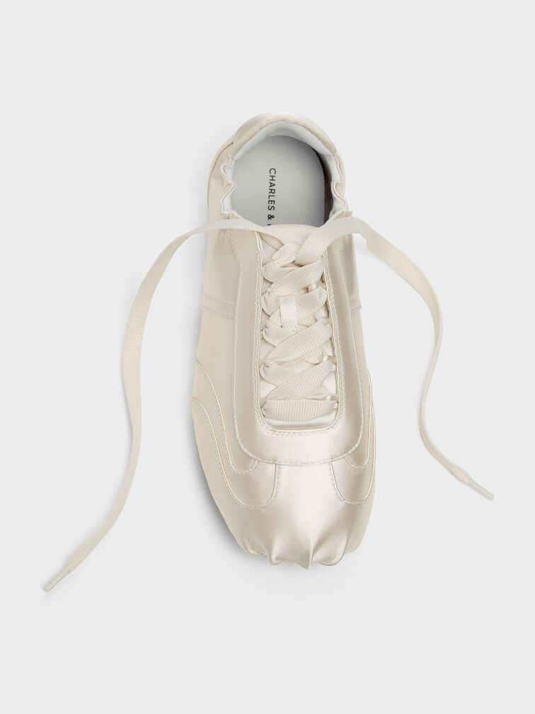Cece Satin Ruched Sneakers, Chalk, hi-res