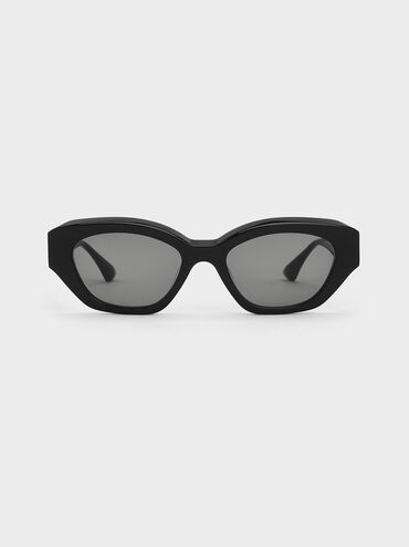 Onyx Recycled Acetate Cat-Eye Sunglasses, Black, hi-res