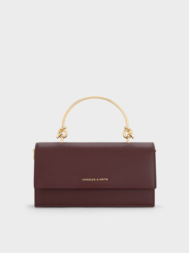 Kristine Sculptural-Handle Long Wallet, Wineberry Red, hi-res