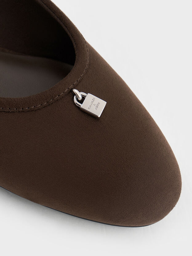 Griselda Faux Suede Ballet Flats, Dark Brown Textured, hi-res