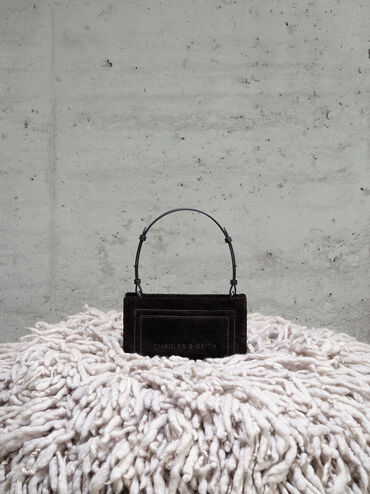 Loey Textured Shoulder Bag, Black, hi-res