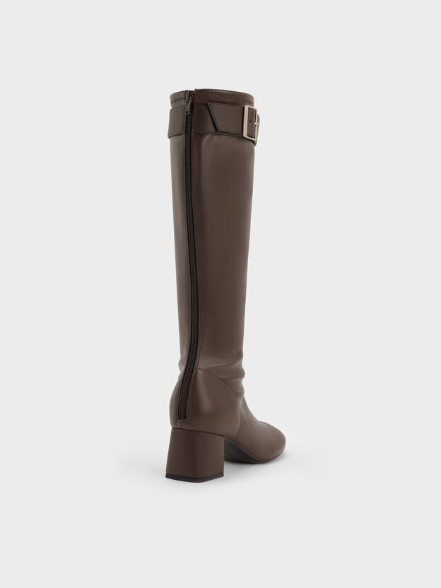 Gerry Buckled Knee-High Boots, Dark Brown, hi-res