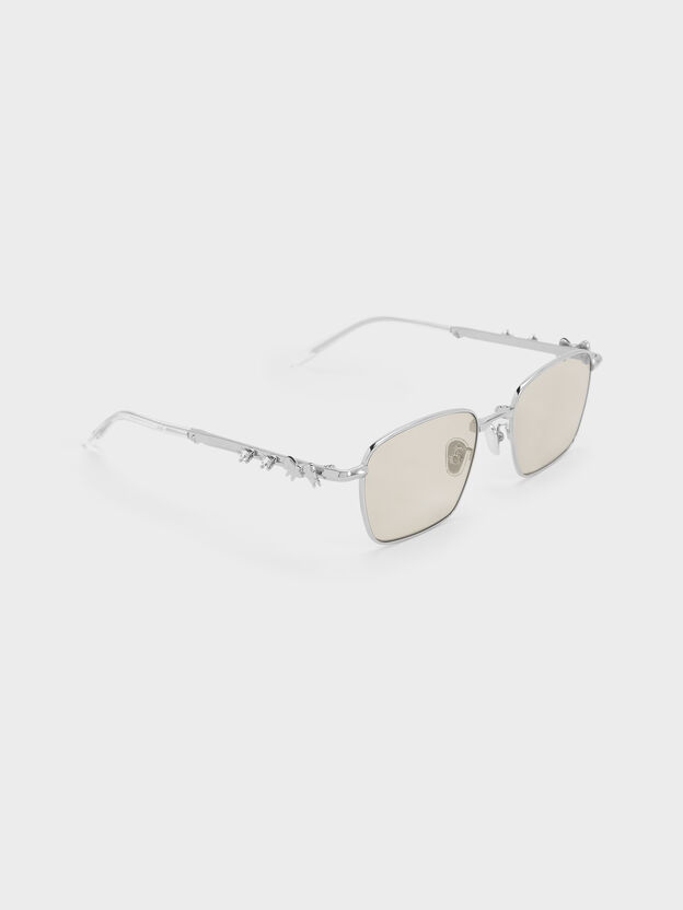 Paige Rectangular Sunglasses, Silver, hi-res