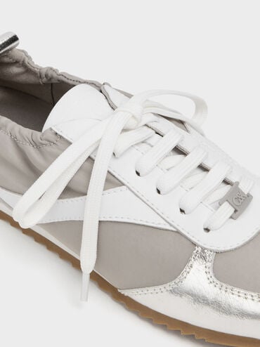 Jace Recycled Leather Metallic Sneakers, Silver, hi-res