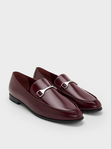 Leslie Metallic-Accent Loafers, Burgundy, hi-res