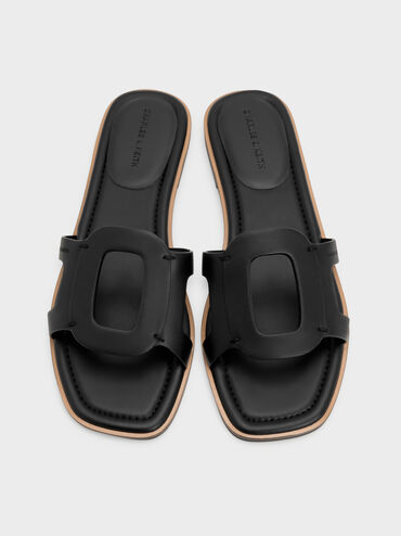 Easley Cut-Out Slide Sandals, Black, hi-res