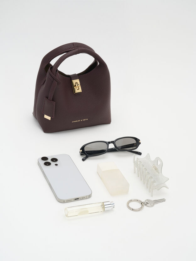 Mini Chance Turn-Lock Bucket Bag, Wineberry Red, hi-res
