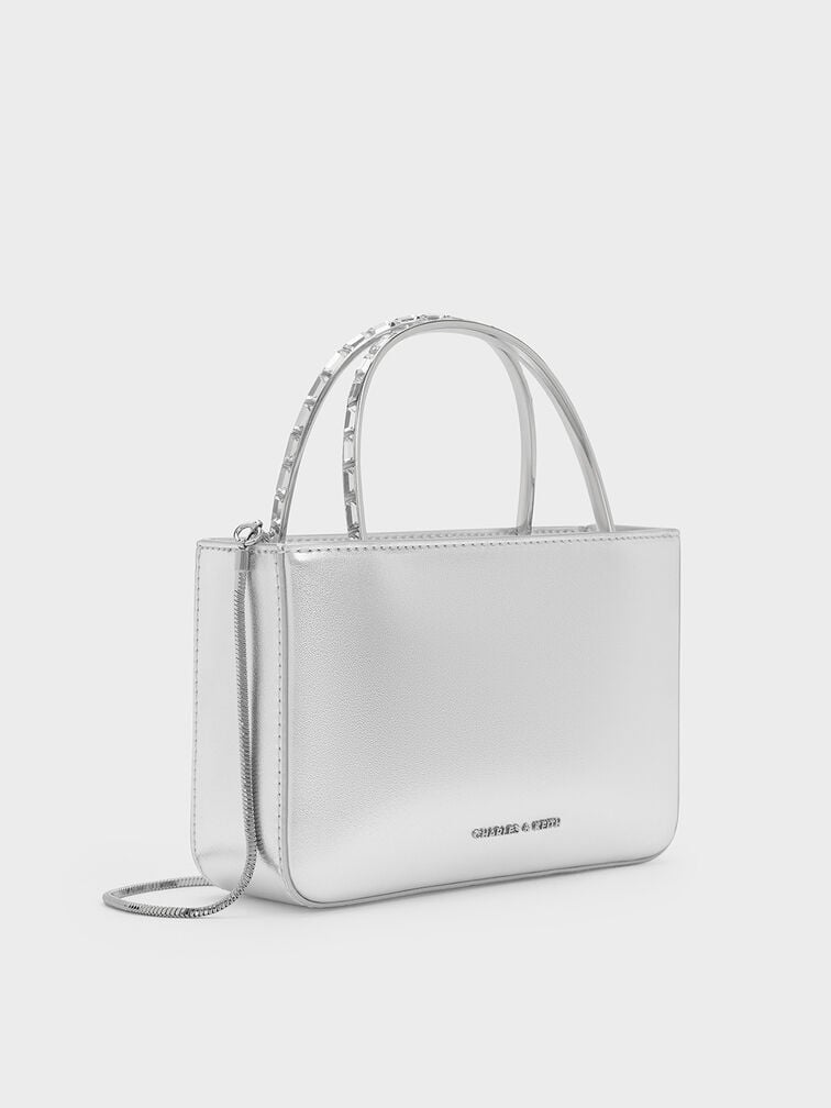 Jennis Crystal Top Handle Bag, Dusk Silver, hi-res