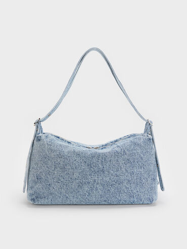 Rey Denim Slouchy Shoulder Bag, Denim Blue, hi-res
