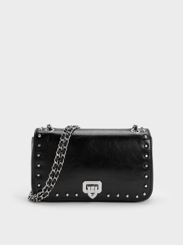 Arwen Studded Shoulder Bag, Noir, hi-res