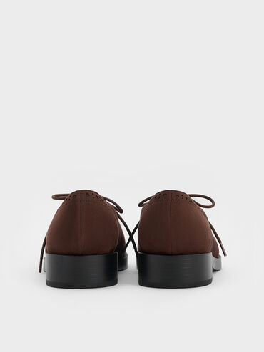 Faux Suede Brogue Derbys, Dark Brown Textured, hi-res