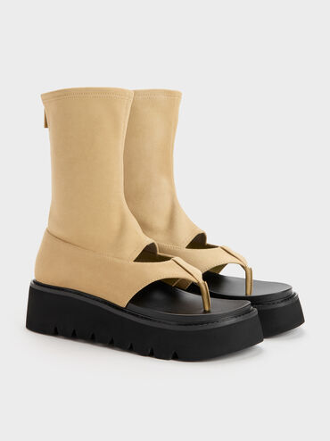 Laine Faux Suede Platform Boot Sandals, Sand, hi-res