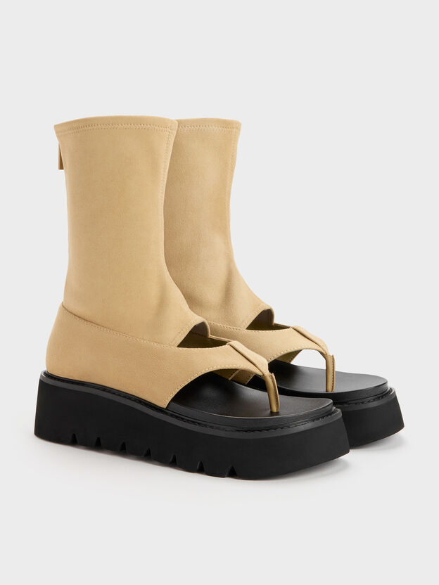 Laine Faux Suede Platform Boot Sandals, Sand, hi-res