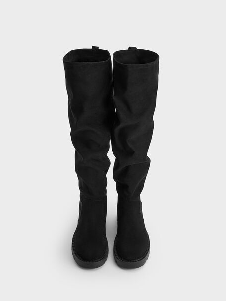 Camilla Faux Suede Thigh-High Boots, Black Textured, hi-res