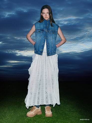 Yunna Suede & Faux Shearling Chunky Sneakers, Beige, hi-res