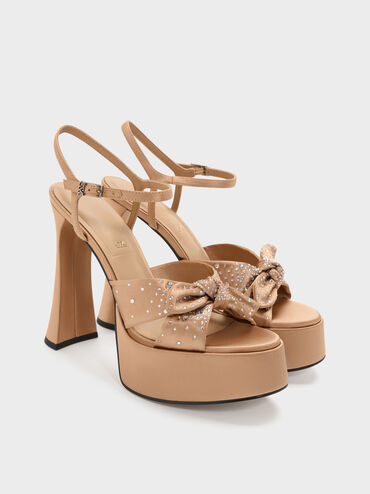 Jayce Crystal Platform Sandals, Nude, hi-res