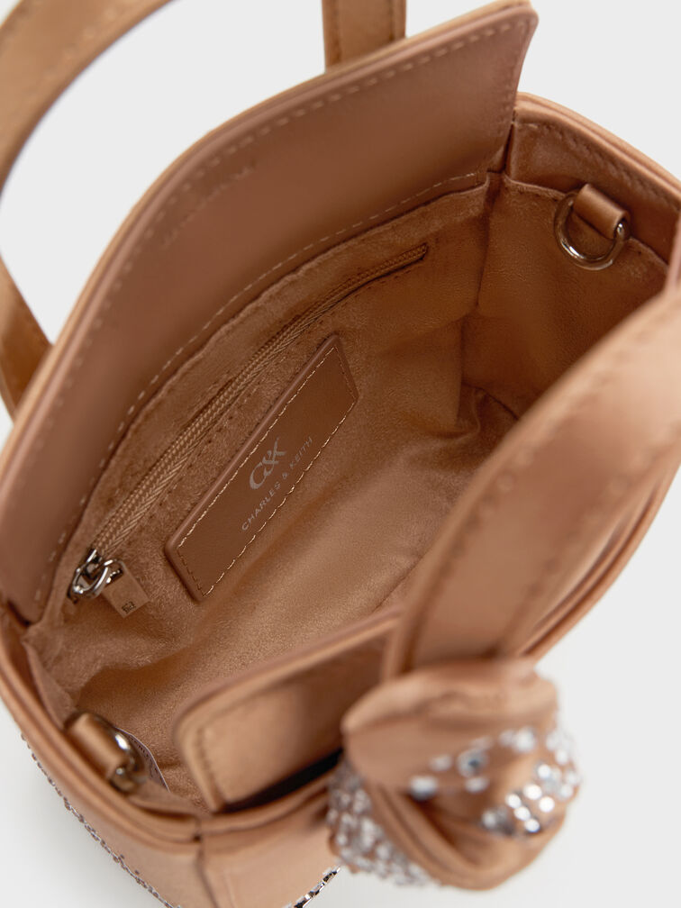 Albany Leather Crystal Mini Bag, Nude, hi-res