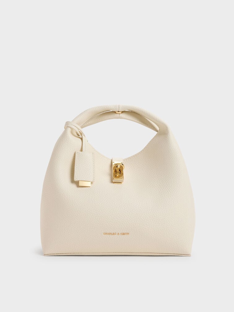 Chance Turn-Lock Bucket Bag, Cream, hi-res
