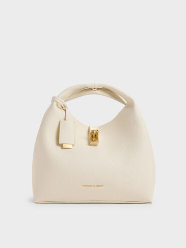 Chance Turn-Lock Bucket Bag, Cream, hi-res