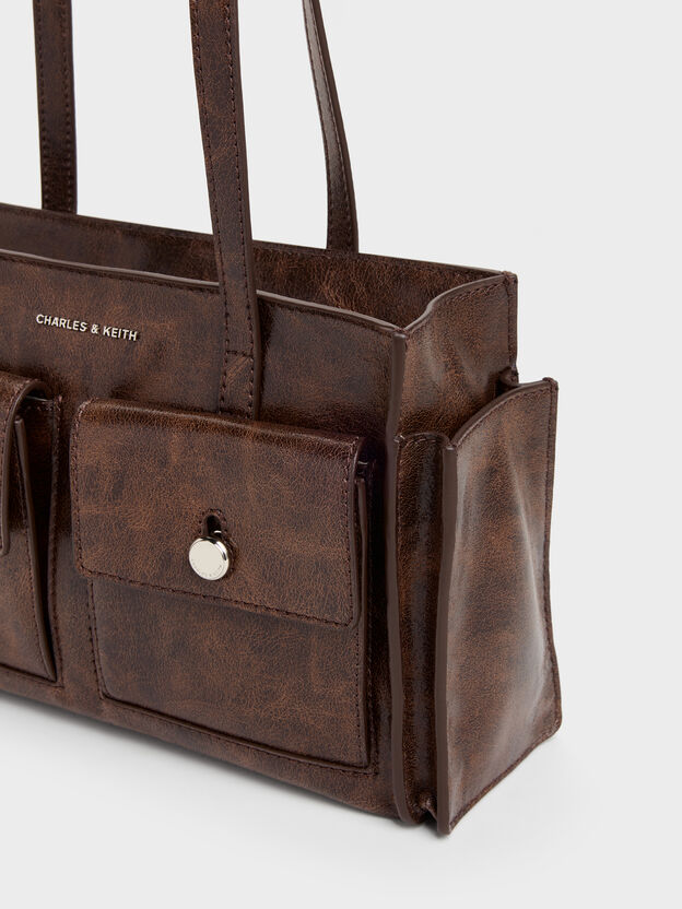 Zevon Multi-Pocket Tote Bag, Distressed Coffee, hi-res