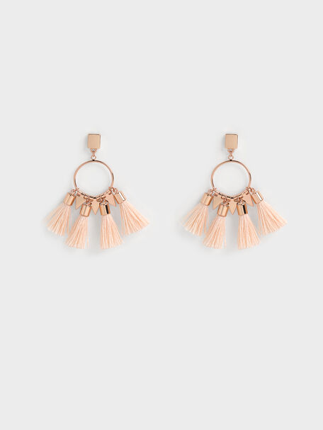 Orelia Tassel Drop Earrings, Soft Pink, hi-res