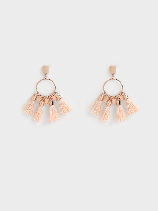 Orelia Tassel Drop Earrings, Soft Pink, hi-res