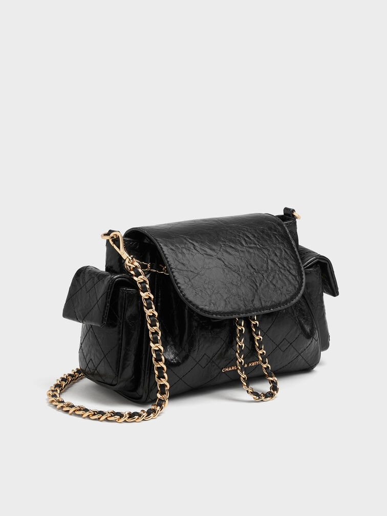 Duo Quilted Two-Way Front Flap Backpack, Black, hi-res