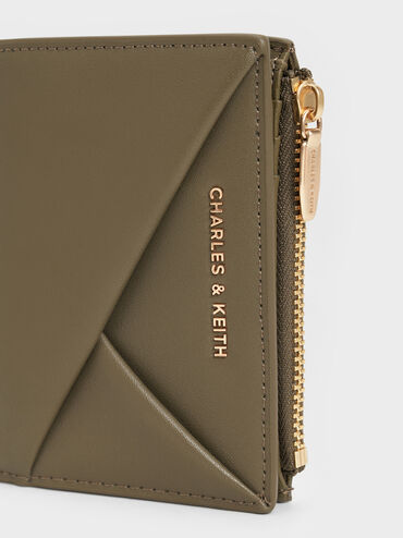 Midori Geometric Top-Zip Wallet, Deep Olive, hi-res