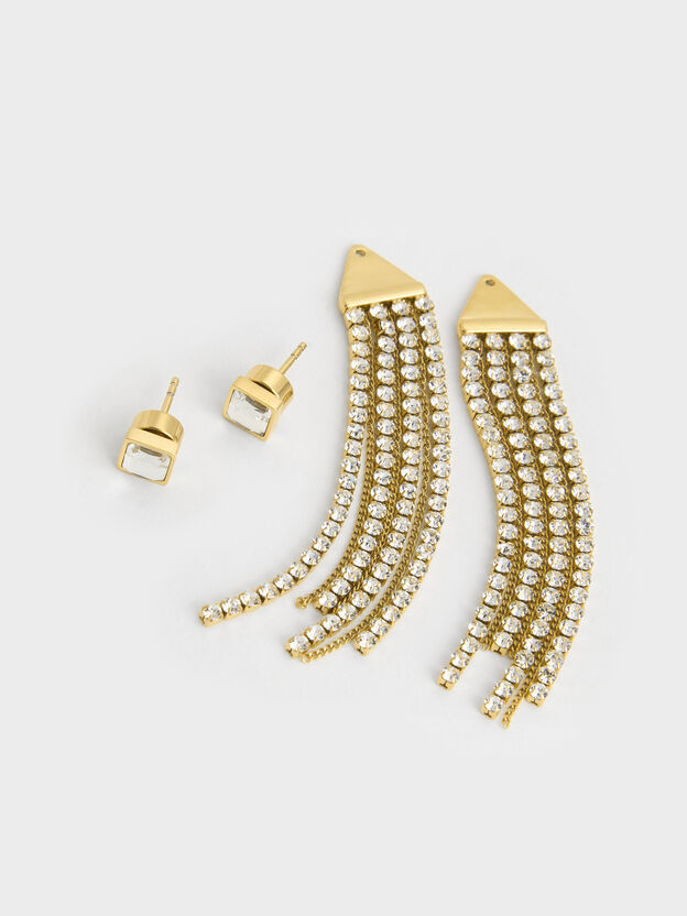 Quincy Crystal Drop Earrings, Gold, hi-res