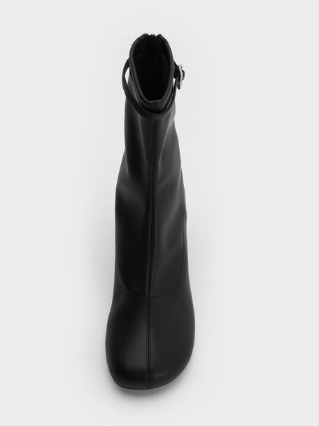 Belted Block-Heel Ankle Boots, Black, hi-res