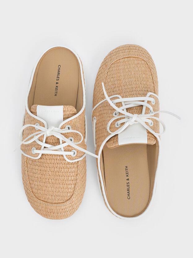 Jude Raffia Slip-On Boat Shoes, Sand, hi-res