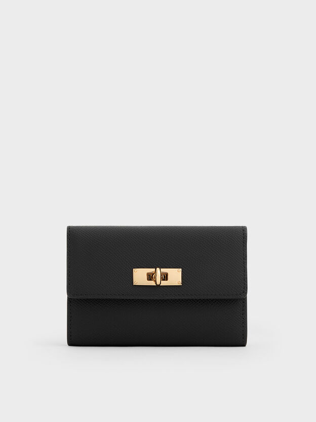 Tricha Turn-Lock Wallet, Black, hi-res