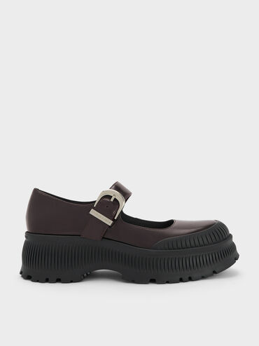 Darra Ridged-Sole Platform Mary Janes, Burgundy, hi-res