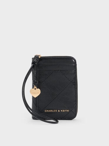 Apfra Quilted Wristlet, Black, hi-res